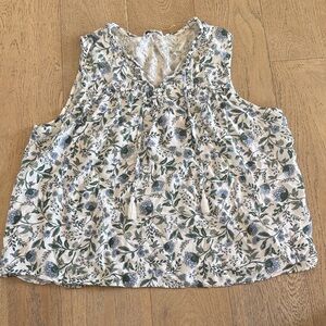 Angels Floral Sleeveless Blouse - White and Blue